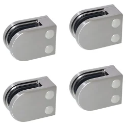 MySystem 4 x Pince à verre plate modèle 05 - Ep. verre 12 mm - Inox 316 brossé GR320- Garde-Corps, Balustrade