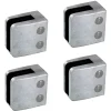 MySystem Garde-Corps, Balustrade<4 x Pince à verre plate modèle 06 - Ep. verre 10,76 mm - Zamak brut