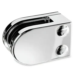 MySystem Garde-Corps, Balustrade<4 x Pince à verre plate modèle 07 - Ep. verre 6,76 mm - Zamak chromé brillant