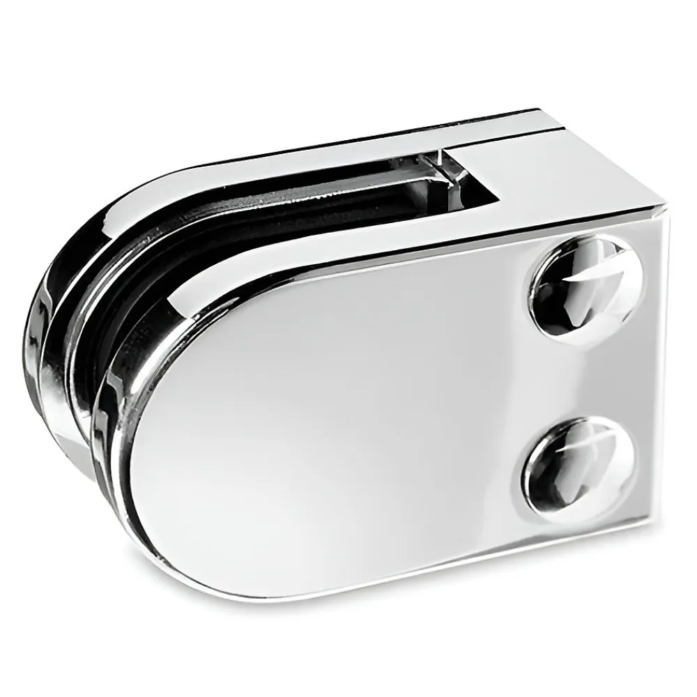 MySystem Garde-Corps, Balustrade<4 x Pince à verre plate modèle 07 - Ep. verre 6,76 mm - Zamak chromé brillant