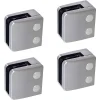 MySystem 4 x Pince à verre plate modèle 06 - Ep. verre 10 mm - Inox 304 brossé GR320- Garde-Corps, Balustrade