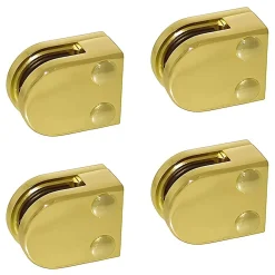 MySystem 4 x Pince à verre plate modèle 00 - Ep. verre 6 mm - Zamak aspect laiton- Garde-Corps, Balustrade