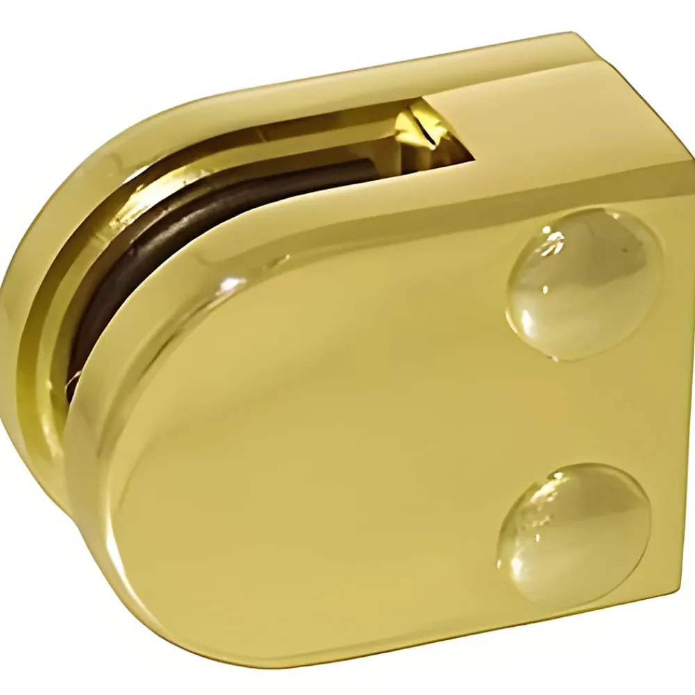 MySystem 4 x Pince à verre plate modèle 00 - Ep. verre 6 mm - Zamak aspect laiton- Garde-Corps, Balustrade