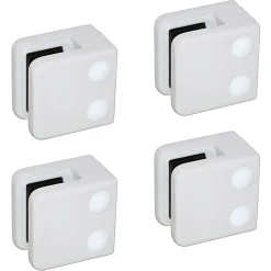 MySystem 4 x Pince à verre plate modèle 01 - Ep. verre 8,76 mm - Zamak blanc RAL 9016- Garde-Corps, Balustrade
