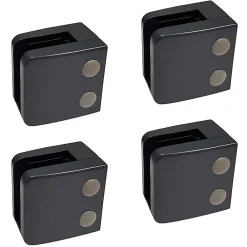 MySystem Garde-Corps, Balustrade<4 x Pince à verre plate modèle 06 - Ep. verre 9,52 mm - Inox noir anthracite
