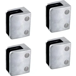 MySystem Garde-Corps, Balustrade<4 x Pince à verre plate modèle 04 - Ep. verre 11,52 mm - Zamak brut