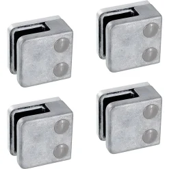MySystem Garde-Corps, Balustrade<4 x Pince à verre plate modèle 01 - Ep. verre 6 mm - Zamak brut