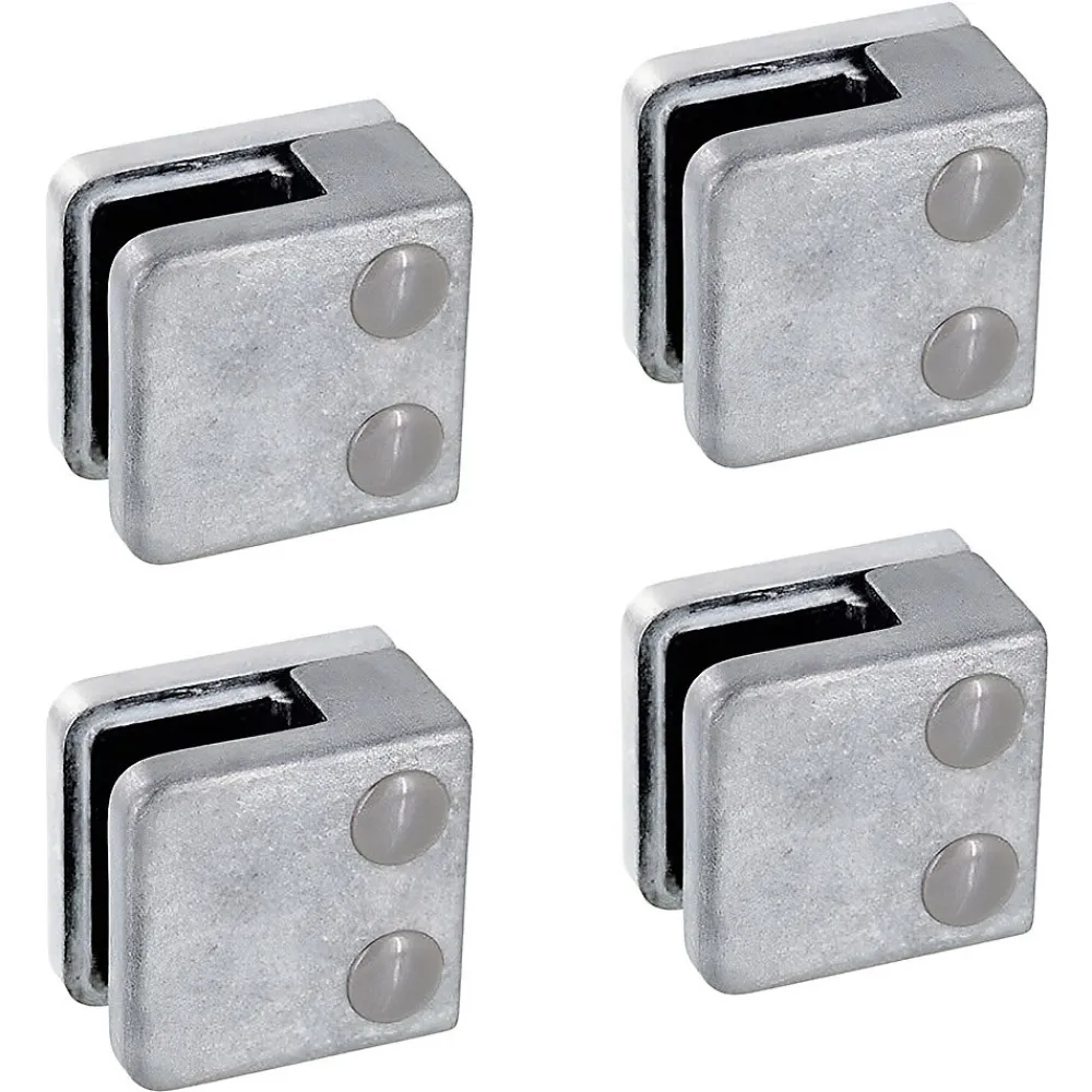 MySystem Garde-Corps, Balustrade<4 x Pince à verre plate modèle 01 - Ep. verre 6 mm - Zamak brut