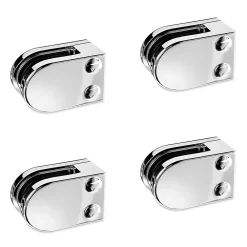 MySystem Garde-Corps, Balustrade<4 x Pince à verre plate modèle 07 - Ep. verre 8 mm - Zamak chromé brillant