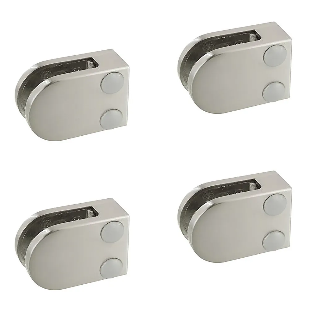 MySystem Garde-Corps, Balustrade<4 x Pince à verre plate modèle 07 - Ep. verre 6 mm - Inox 316 brossé GR320