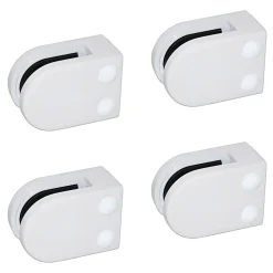 MySystem Garde-Corps, Balustrade<4 x Pince à verre plate modèle 02 - Ep. verre 8 mm - Zamak blanc RAL 9016