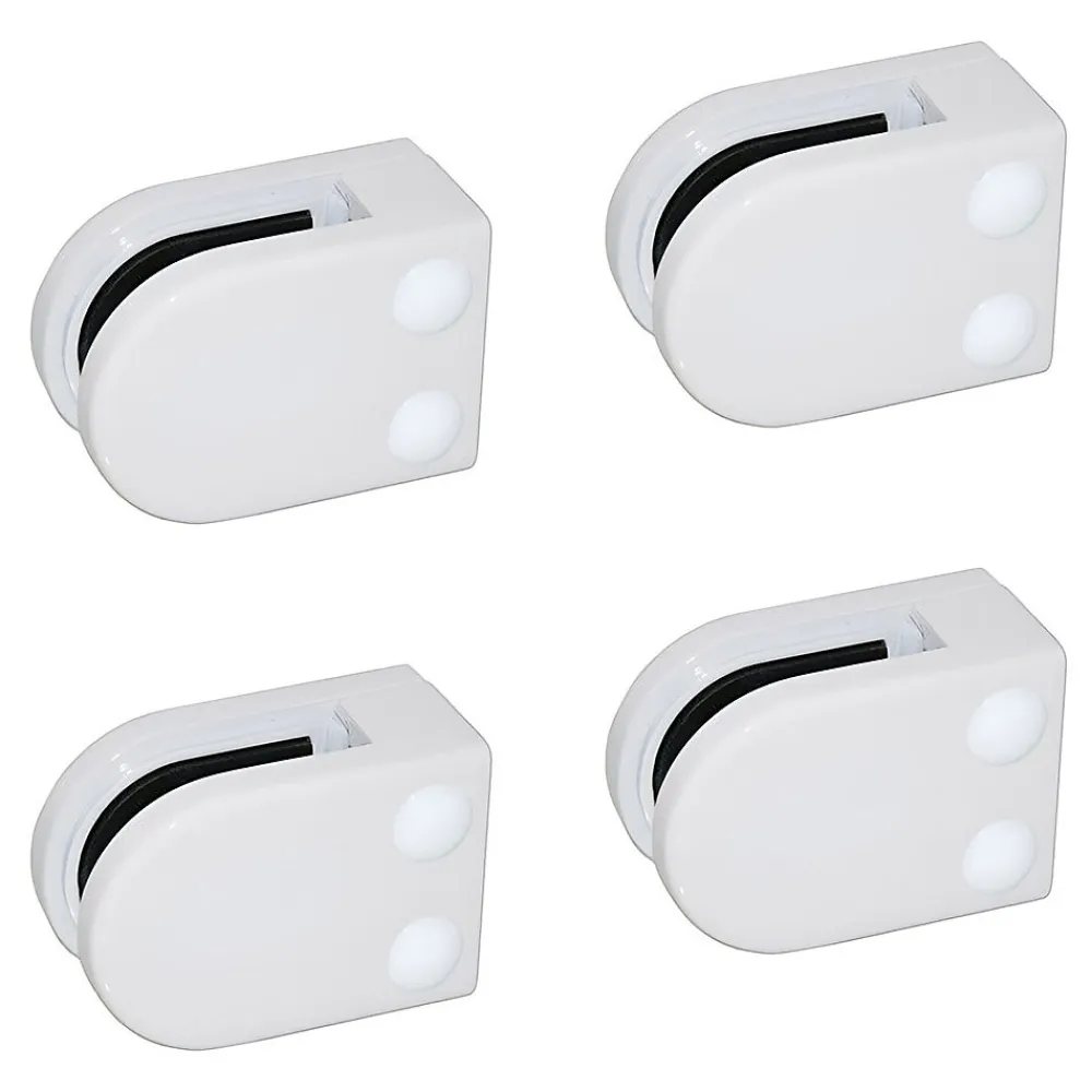MySystem Garde-Corps, Balustrade<4 x Pince à verre plate modèle 02 - Ep. verre 8 mm - Zamak blanc RAL 9016
