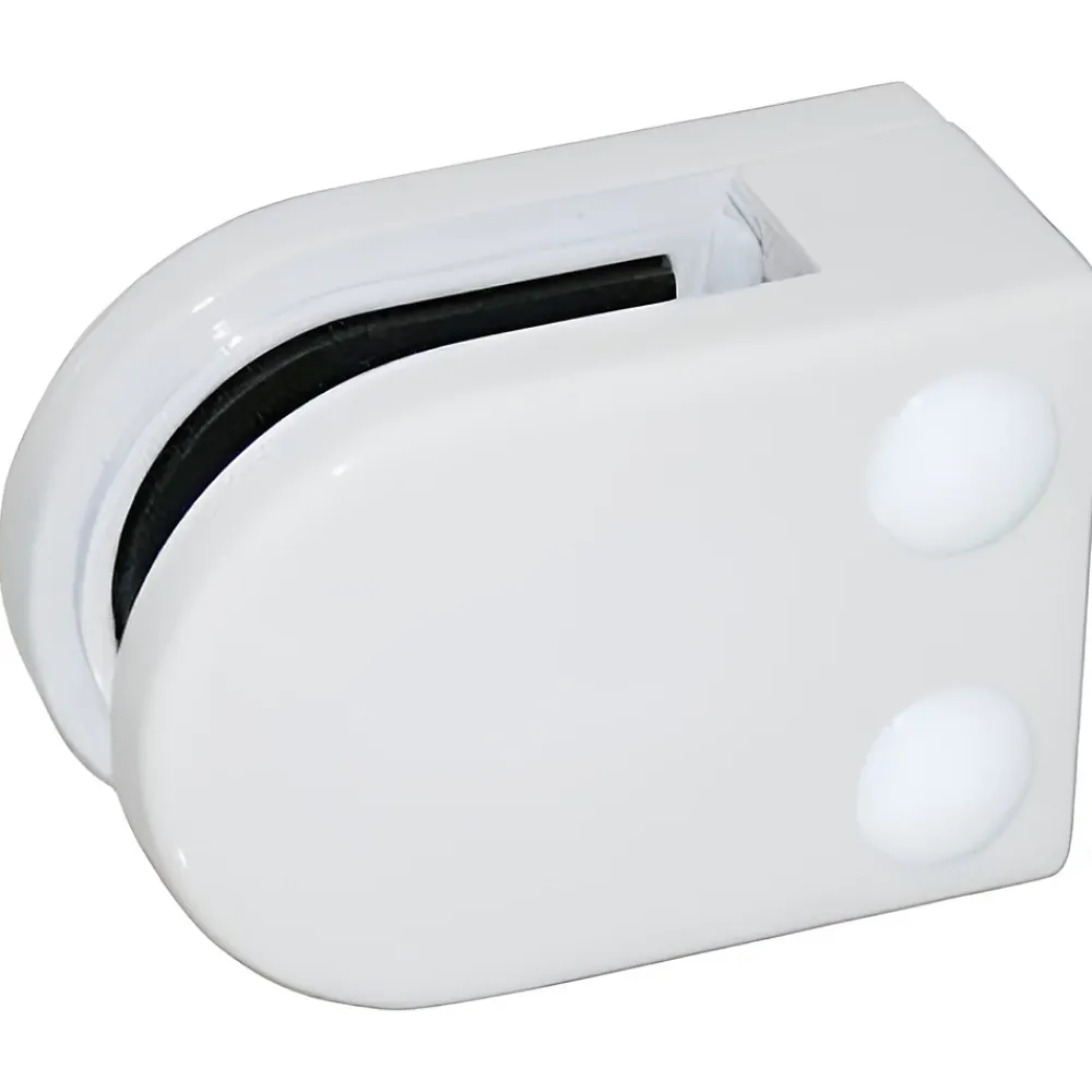 MySystem Garde-Corps, Balustrade<4 x Pince à verre plate modèle 02 - Ep. verre 8 mm - Zamak blanc RAL 9016