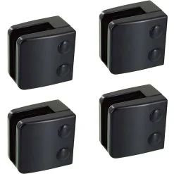 MySystem 4 x Pince à verre plate modèle 06 - Ep. verre 12,76 mm - Zamak noir RAL 9005- Garde-Corps, Balustrade