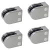 MySystem 4 x Pince à verre plate modèle 05 - Ep. verre 12 mm - Inox 304 brossé GR320- Garde-Corps, Balustrade