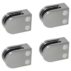 MySystem 4 x Pince à verre plate modèle 02 - Ep. verre 9,52 mm - Inox 316 brossé GR320- Garde-Corps, Balustrade