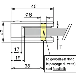 MySystem Garde-Corps, Balustrade<4 x Pince à verre plate modèle 21 - Ep. verre 8 mm - Inox noir anthracite