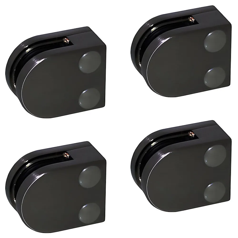 MySystem Garde-Corps, Balustrade<4 x Pince à verre plate modèle 00 - Ep. verre 6 mm - Inox noir anthracite