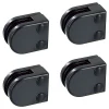 MySystem Garde-Corps, Balustrade<4 x Pince à verre plate modèle 00 - Ep. verre 8 mm - Zamak noir RAL 9005