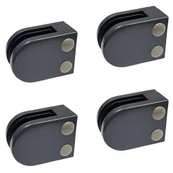 MySystem 4 x Pince à verre plate modèle 02 - Ep. verre 6 mm - Zamak gris anthracite RAL 7016- Garde-Corps, Balustrade