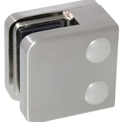 MySystem 4 x Pince à verre plate modèle 01 - Ep. verre 6,76 mm - Zamak aspect inox brossé- Garde-Corps, Balustrade