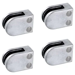 MySystem Garde-Corps, Balustrade<4 x Pince à verre plate modèle 02 - Ep. verre 9,52 mm - Zamak brut
