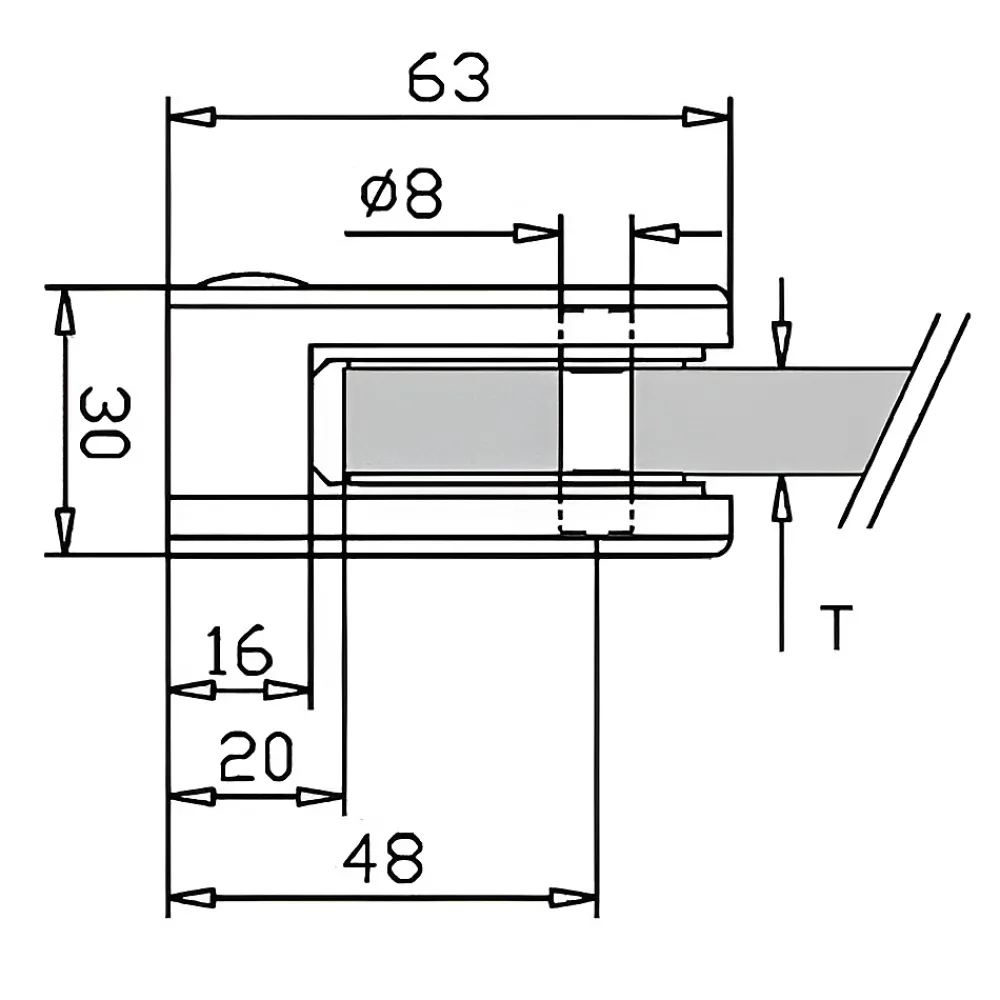 MySystem 4 x Pince à verre plate modèle 05 - Ep. verre 11,52 mm - Inox 304 brossé GR320- Garde-Corps, Balustrade