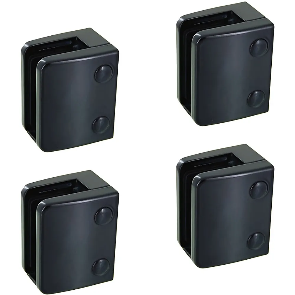 MySystem 4 x Pince à verre plate modèle 04 - Ep. verre 11,52 mm - Zamak noir RAL 9005- Garde-Corps, Balustrade