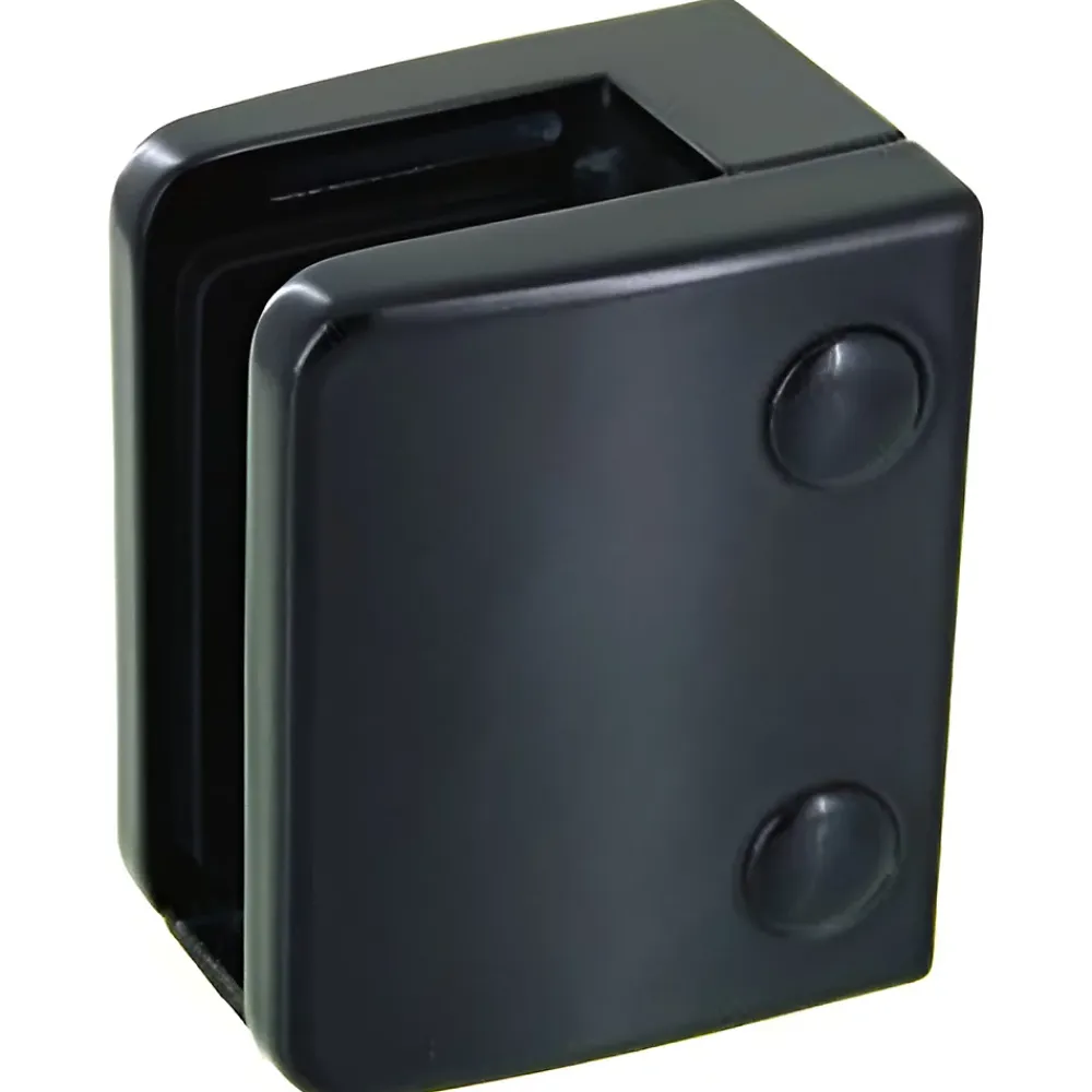 MySystem 4 x Pince à verre plate modèle 04 - Ep. verre 11,52 mm - Zamak noir RAL 9005- Garde-Corps, Balustrade