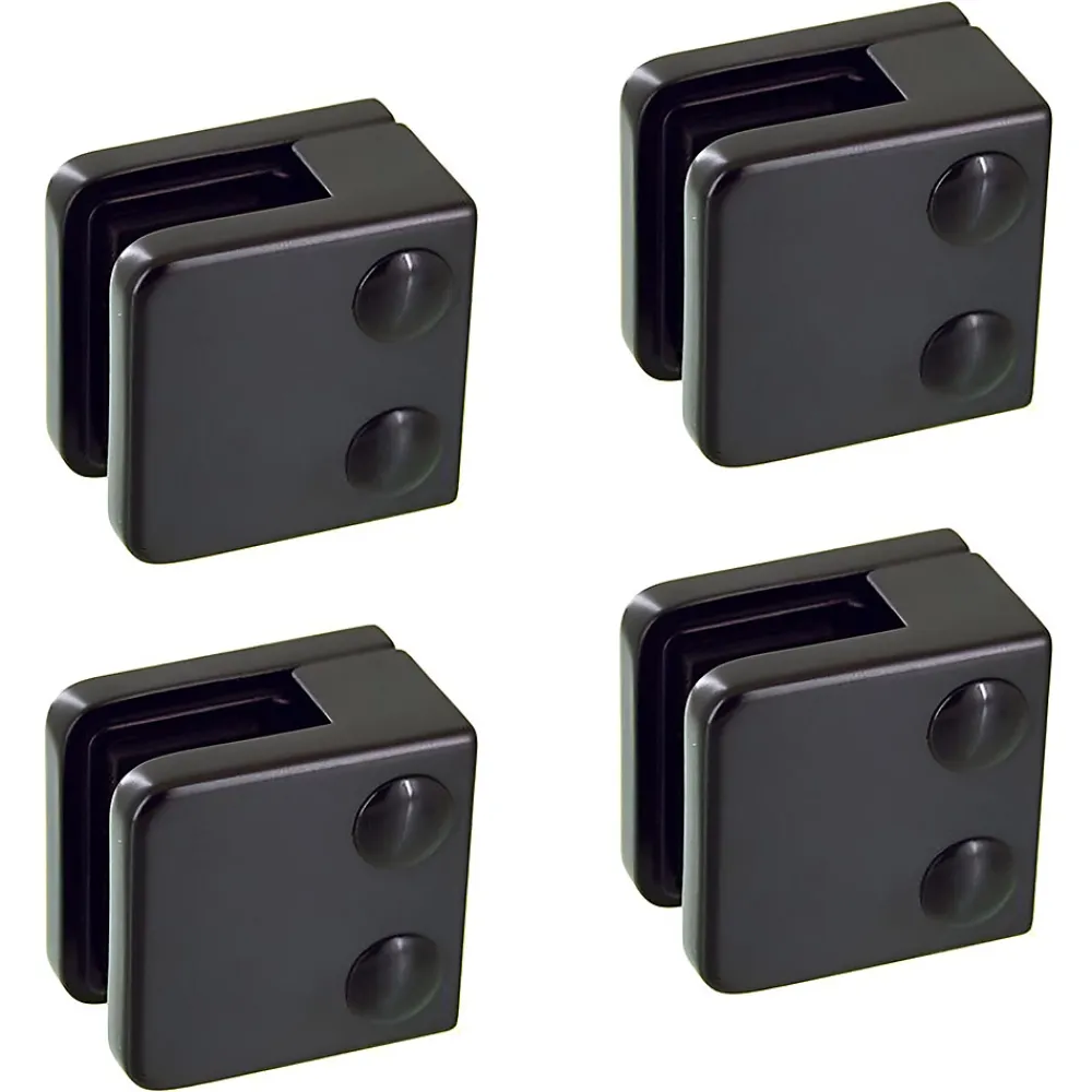 MySystem Garde-Corps, Balustrade<4 x Pince à verre plate modèle 01 - Ep. verre 10 mm - Zamak noir RAL 9005