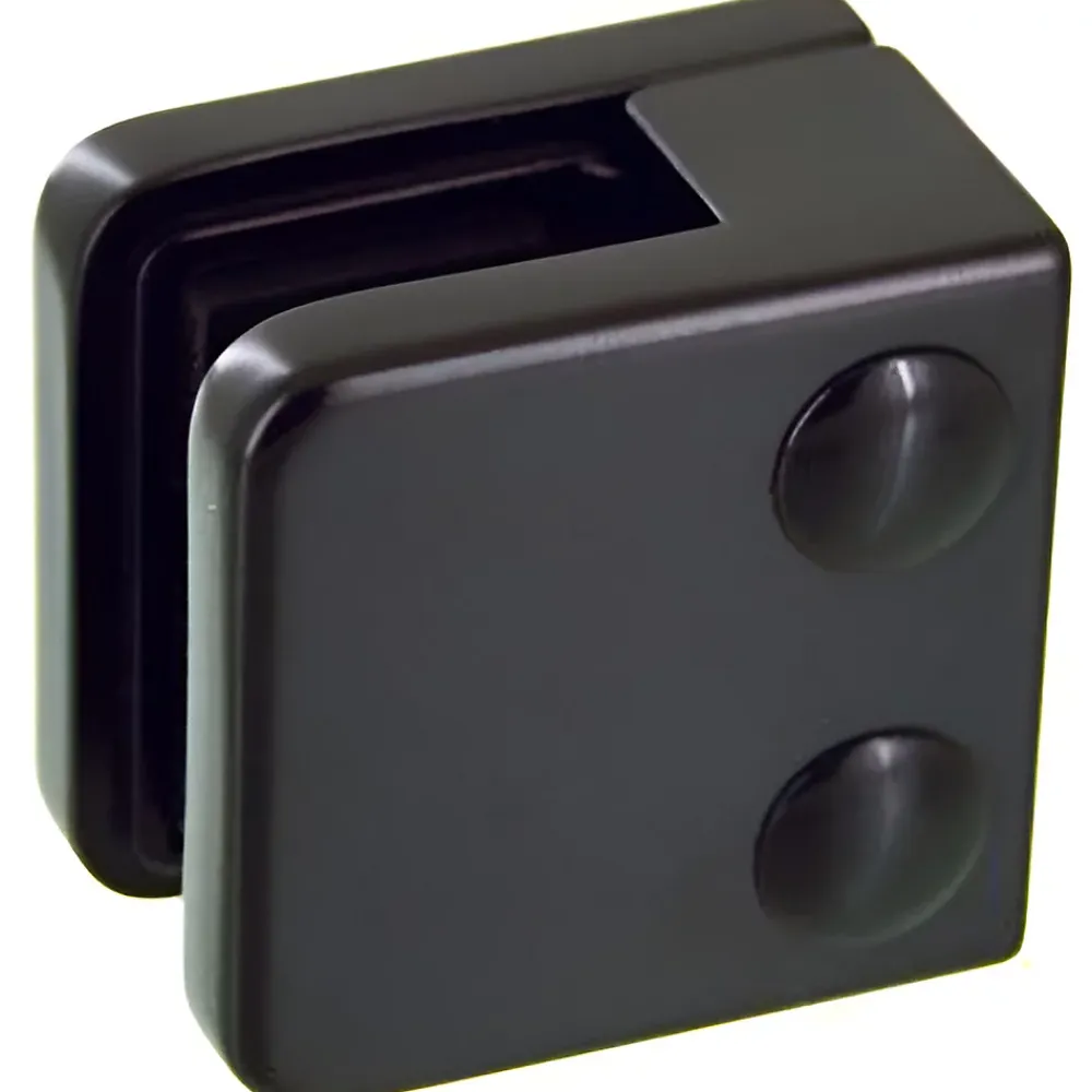 MySystem Garde-Corps, Balustrade<4 x Pince à verre plate modèle 01 - Ep. verre 10 mm - Zamak noir RAL 9005