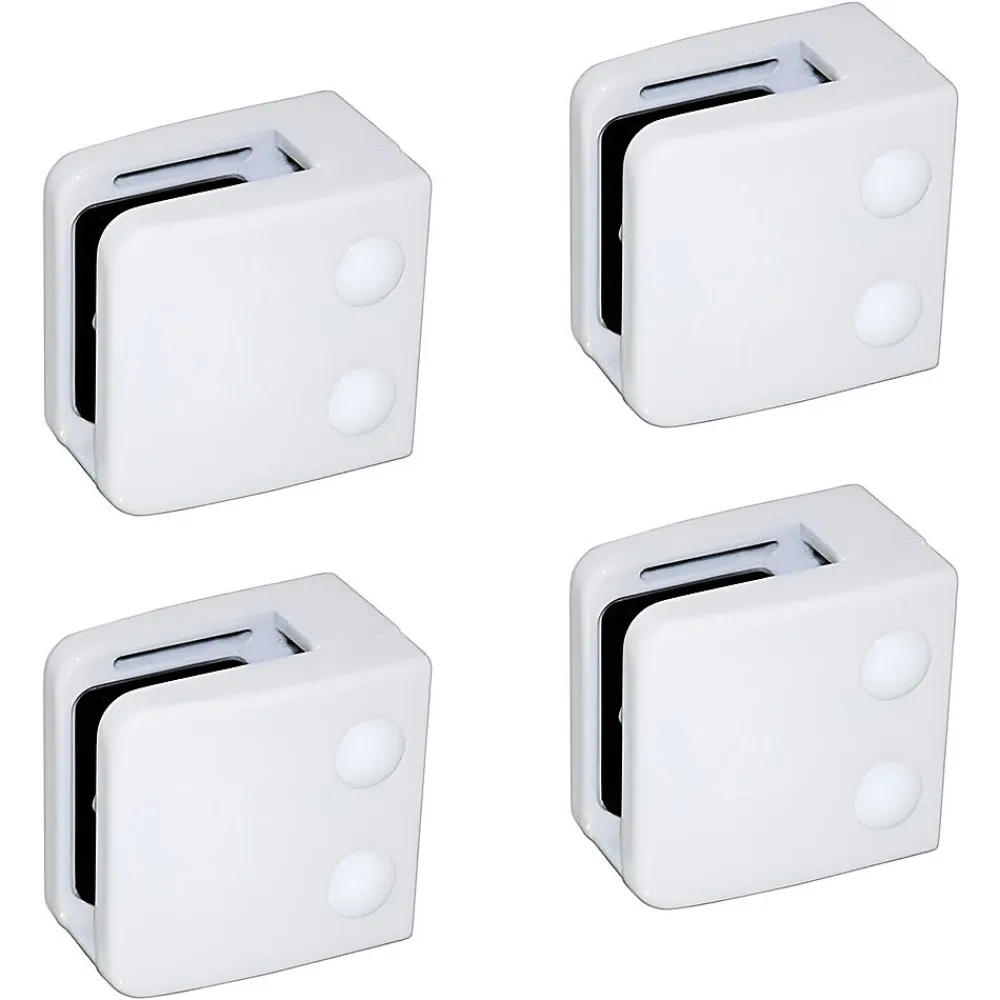 MySystem Garde-Corps, Balustrade<4 x Pince à verre plate modèle 06 - Ep. verre 12,76 mm - Zamak blanc RAL 9016