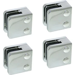 MySystem Garde-Corps, Balustrade<4 x Pince à verre plate modèle 01 - Ep. verre 9,52 mm - Zamak chromé brillant