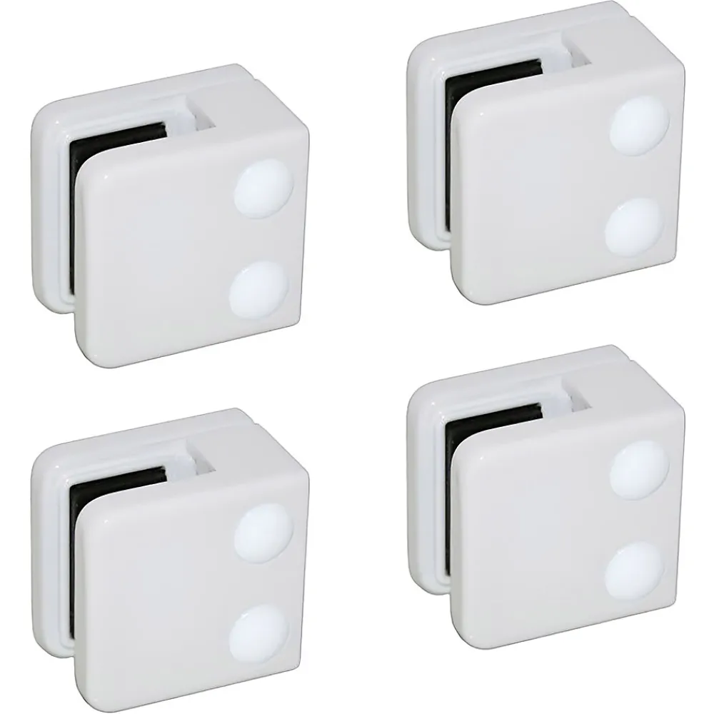 MySystem 4 x Pince à verre plate modèle 01 - Ep. verre 6 mm - Zamak blanc RAL 9016- Garde-Corps, Balustrade