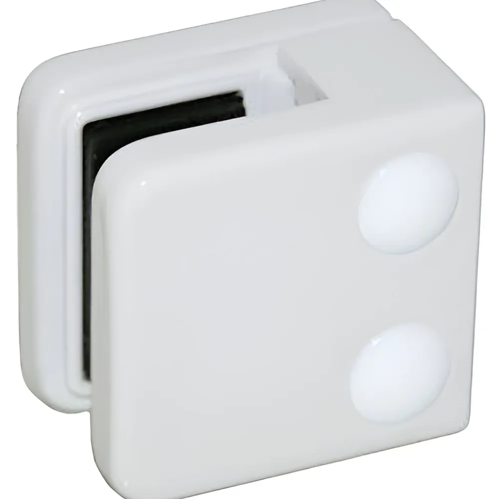 MySystem 4 x Pince à verre plate modèle 01 - Ep. verre 6 mm - Zamak blanc RAL 9016- Garde-Corps, Balustrade