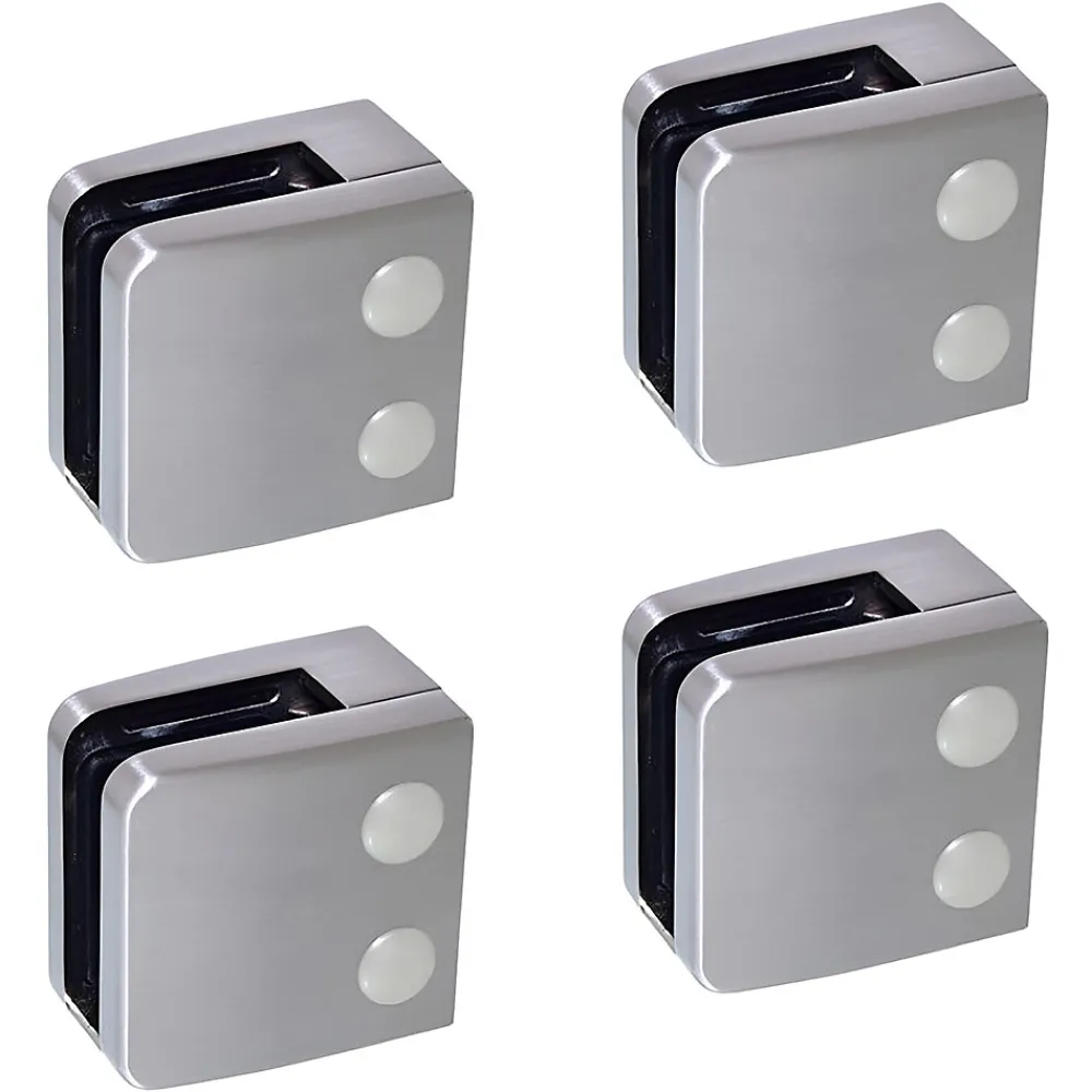 MySystem Garde-Corps, Balustrade<4 x Pince à verre plate modèle 06 - Ep. verre 12 mm - Inox 304 brossé GR320