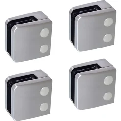 MySystem Garde-Corps, Balustrade<4 x Pince à verre plate modèle 06 - Ep. verre 10,76 mm - Inox 316 brossé GR320