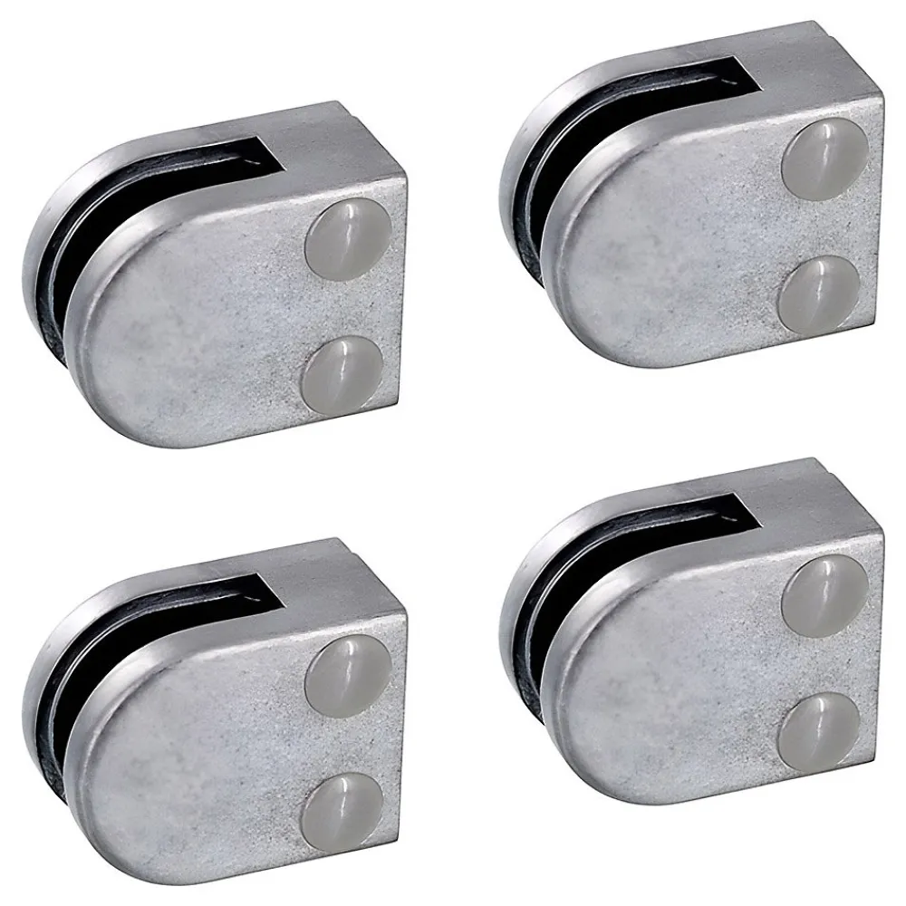 MySystem Garde-Corps, Balustrade<4 x Pince à verre plate modèle 00 - Ep. verre 6 mm - Zamak brut