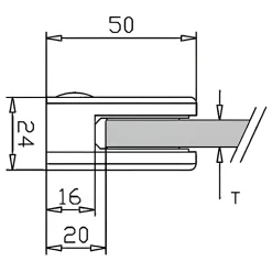 MySystem Garde-Corps, Balustrade<4 x Pince à verre plate modèle 00 - Ep. verre 6 mm - Zamak brut