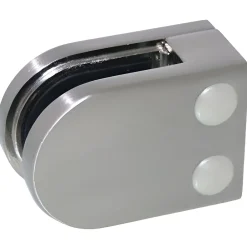 MySystem 4 x Pince à verre plate modèle 02 - Ep. verre 8,76 mm - Zamak aspect inox brossé- Garde-Corps, Balustrade