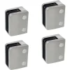 MySystem 4 x Pince à verre plate modèle 04 - Ep. verre 10 mm - Zamak aspect inox brossé- Garde-Corps, Balustrade