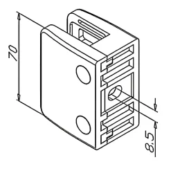 MySystem 4 x Pince à verre plate modèle 04 - Ep. verre 10 mm - Zamak aspect inox brossé- Garde-Corps, Balustrade
