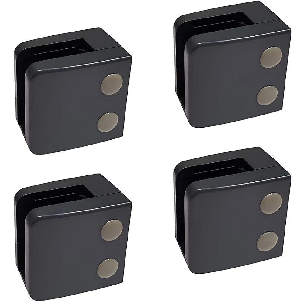 MySystem 4 x Pince à verre plate modèle 06 - Ep. verre 10,76 mm - Inox noir anthracite- Garde-Corps, Balustrade