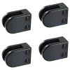 MySystem 4 x Pince à verre plate modèle 02 - Ep. verre 9,52 mm - Zamak noir RAL 9005- Garde-Corps, Balustrade