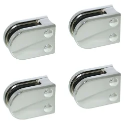 MySystem 4 x Pince à verre pour tube diam. 42,4 modèle 02 - Ep. verre 9,52 mm - Zamak chromé brillant- Garde-Corps, Balustrade