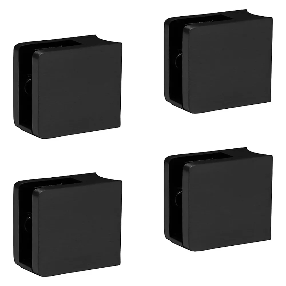 MySystem Garde-Corps, Balustrade<4 x Pince à verre pour tube diam. 42,4 modèle 21 - Ep. verre 8,76 mm - Inox noir anthracite