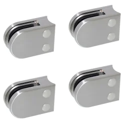 MySystem 4 x Pince à verre pour tube diam. 42,4 modèle 02 - Ep. verre 6,76 mm - Inox 316 brossé GR320- Garde-Corps, Balustrade