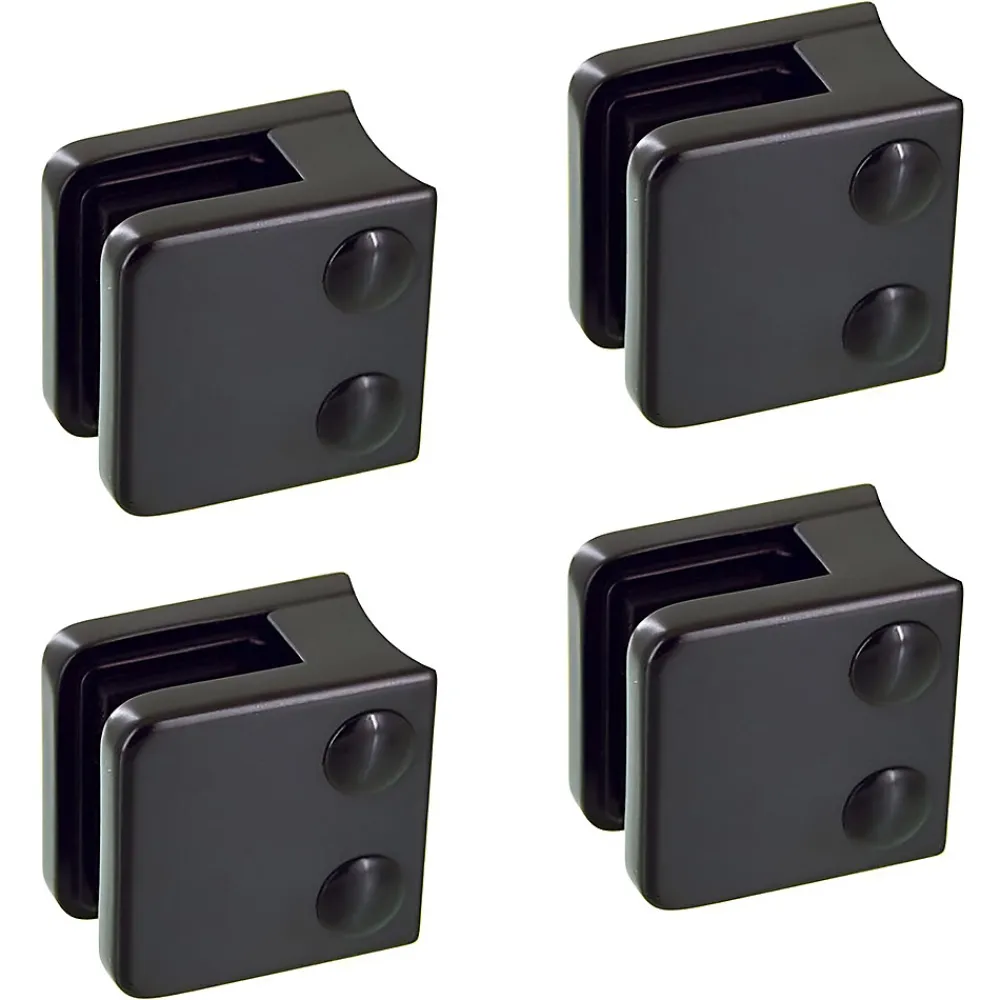 MySystem 4 x Pince à verre pour tube diam. 42,4 modèle 01 - Ep. verre 6 mm - Zamak noir RAL 9005- Garde-Corps, Balustrade