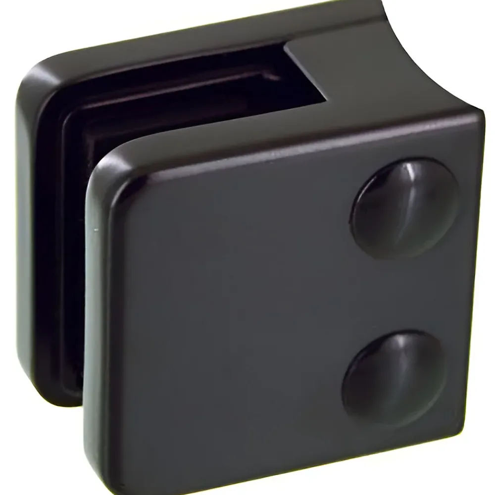 MySystem 4 x Pince à verre pour tube diam. 42,4 modèle 01 - Ep. verre 6 mm - Zamak noir RAL 9005- Garde-Corps, Balustrade