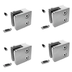MySystem Garde-Corps, Balustrade<4 x Pince à verre pour tube diam. 42,4 modèle 21 - Ep. verre 6 mm - Inox 304 brossé GR320